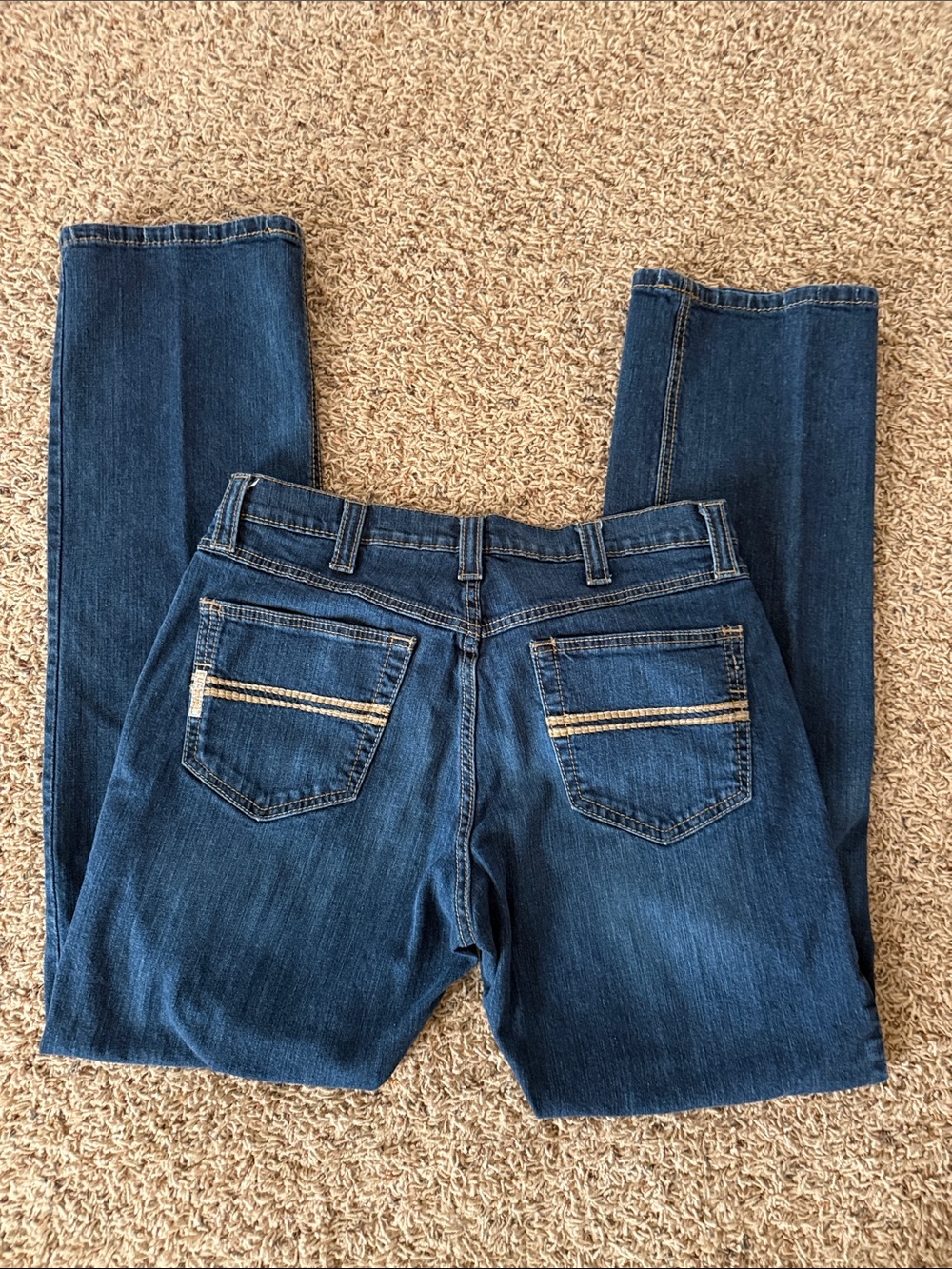 Cinch Men's Dark Blue Bootcut Jeans with Contrast Pocket Stitching 35x36